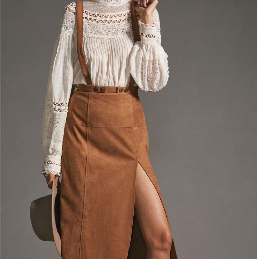 Anthropologie faux suede skirt